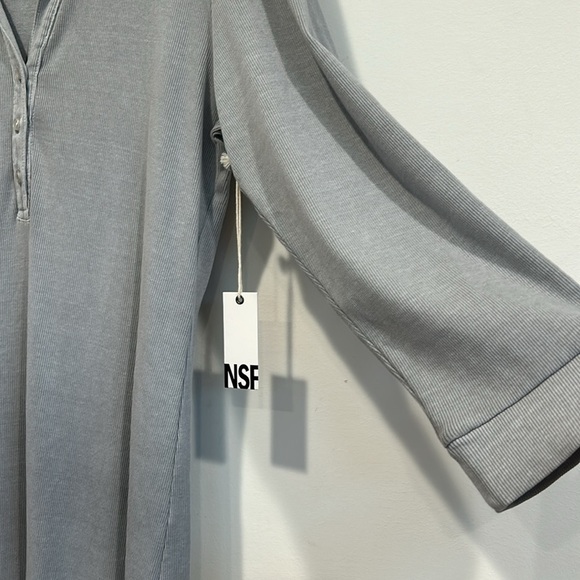 NSF RIB KNIT CASUAL CHIC STORMY GREY Lounge MIDI DRESS W SLIT WOMENS XL NEW NWT - Picture 4 of 7